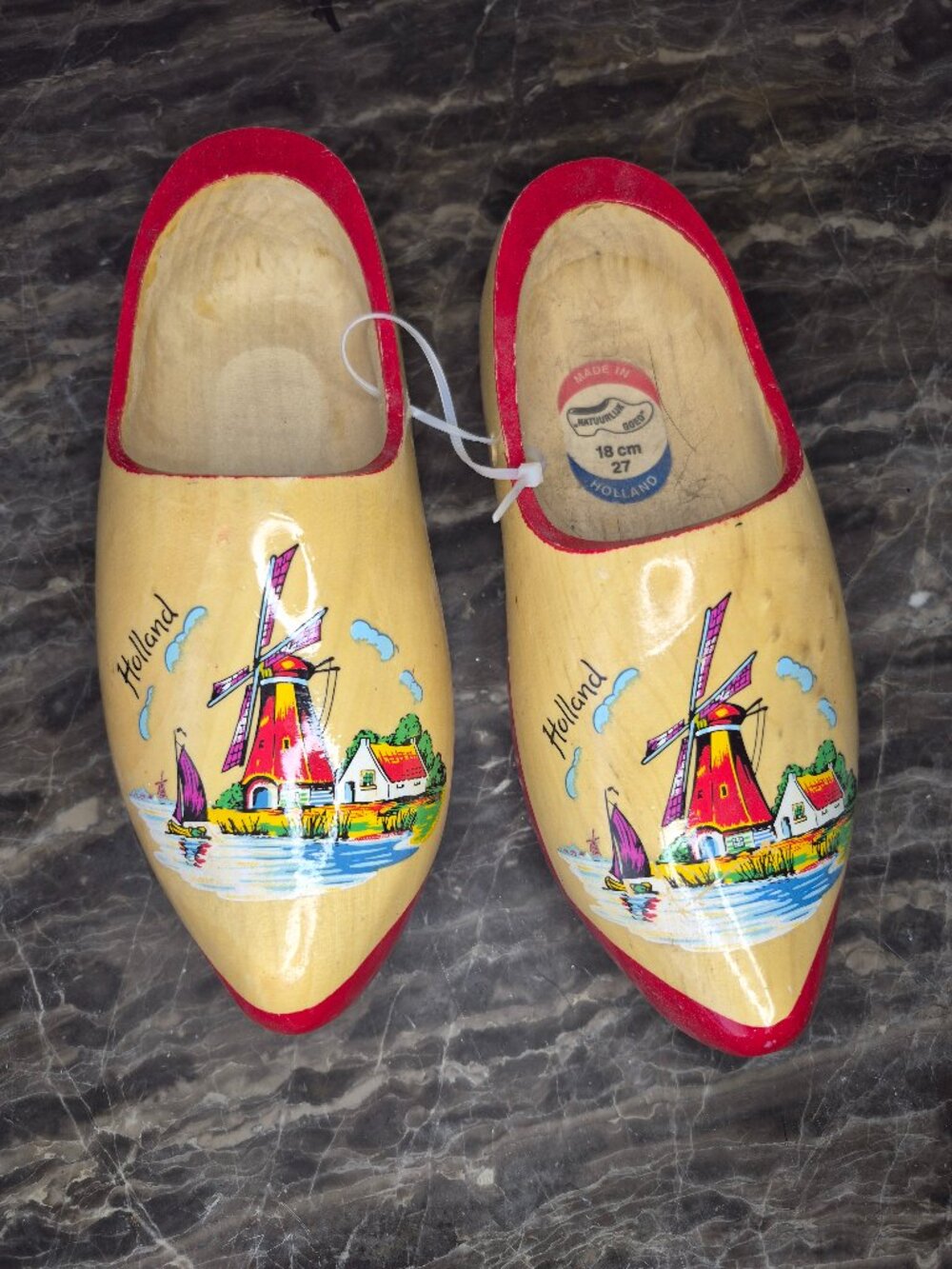 Vintage Dutch Wooden Shoes Clogs Holland Windmill Size 27  18 cm